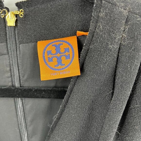 ✅ Tory Burch LBD Brooklyn Dress Sz 0 Wool Blend Lined BLACK - Picture 4 of 7